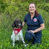 Therapiehundeteam beim Fotoshooting